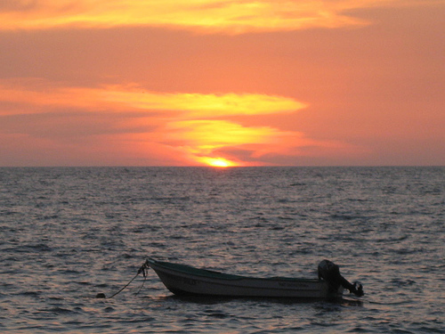 Puerto Vallarta at sunset on Los Muertos Beach